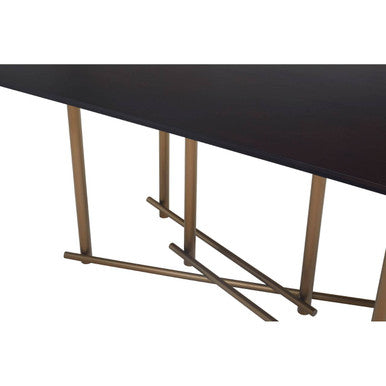 Orsina Delta Black Walnut Dining Table with Brushed Brass Legs