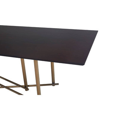 Orsina Delta Black Walnut Dining Table with Brushed Brass Legs