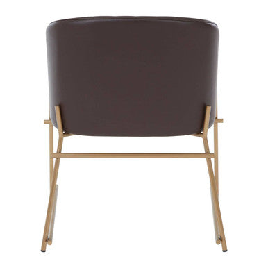 Orsina Delta Brown Faux Leather Dining Chair with Brass Legs