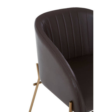 Orsina Delta Brown Faux Leather Dining Chair with Brass Legs