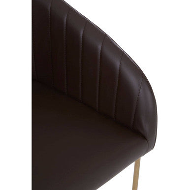 Orsina Delta Brown Faux Leather Dining Chair with Brass Legs