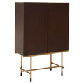Orsina Delta Walnut Veneer Drinks Cabinet with Brushed Brass Accents
