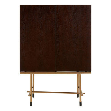 Orsina Delta Walnut Veneer Drinks Cabinet with Brushed Brass Accents
