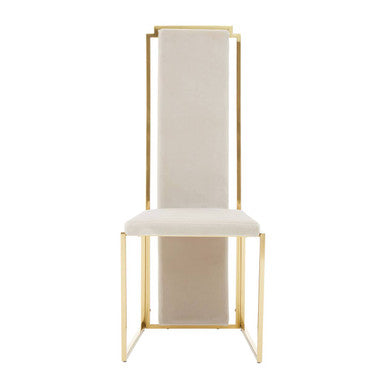 Orsina Deana Tall Back Dining Chair | Natural Fabric & Stainless Steel