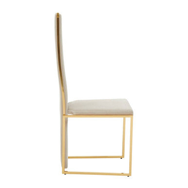 Orsina Deana Tall Back Dining Chair | Natural Fabric & Stainless Steel