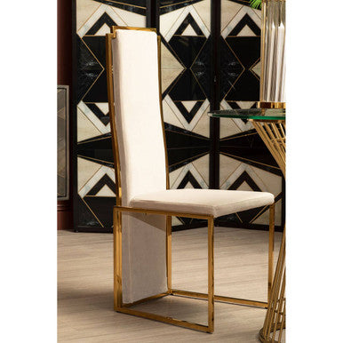 Orsina Deana Tall Back Dining Chair | Natural Fabric & Stainless Steel
