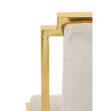 Orsina Deana Tall Back Dining Chair | Natural Fabric & Stainless Steel