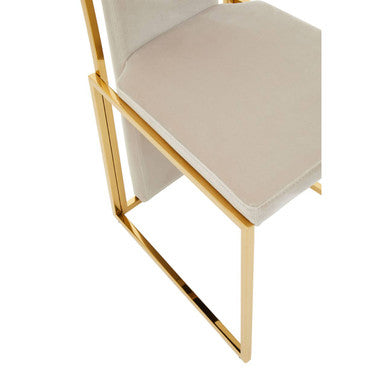 Orsina Deana Tall Back Dining Chair | Natural Fabric & Stainless Steel