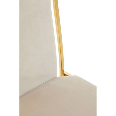 Orsina Deana Tall Back Dining Chair | Natural Fabric & Stainless Steel