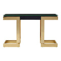 Orsina Deana Modern Gold Console Table with Black Glass Top