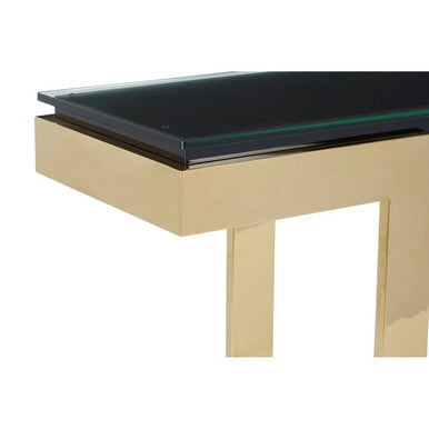 Orsina Deana Modern Gold Console Table with Black Glass Top