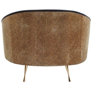 Orsina Manhattan Leopard Print & Black Velvet Cocoon Accent Chair