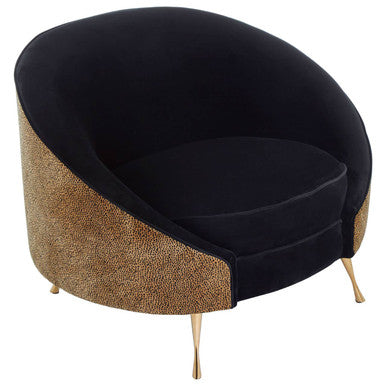 Orsina Manhattan Leopard Print & Black Velvet Cocoon Accent Chair