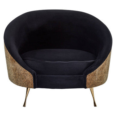 Orsina Manhattan Leopard Print & Black Velvet Cocoon Accent Chair