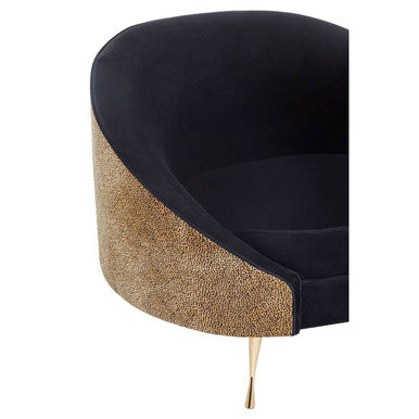 Orsina Manhattan Leopard Print & Black Velvet Cocoon Accent Chair