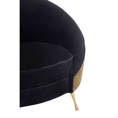Orsina Manhattan Leopard Print & Black Velvet Cocoon Accent Chair