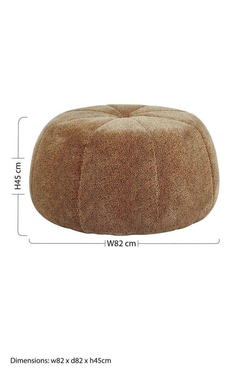 Orsina Manhattan Leopard Print Round Pouffe – Brown Velvet Footstool
