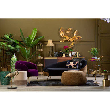 Orsina Manhattan Leopard Print Round Pouffe – Brown Velvet Footstool
