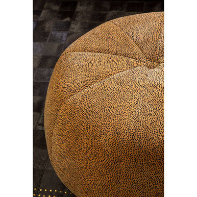Orsina Manhattan Leopard Print Round Pouffe – Brown Velvet Footstool