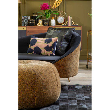 Orsina Manhattan Leopard Print Round Pouffe – Brown Velvet Footstool
