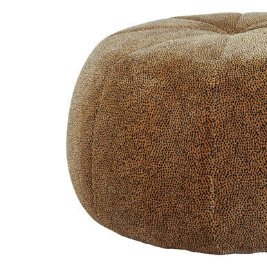 Orsina Manhattan Leopard Print Round Pouffe – Brown Velvet Footstool