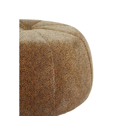 Orsina Manhattan Leopard Print Round Pouffe – Brown Velvet Footstool
