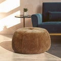 Orsina Manhattan Leopard Print Round Pouffe – Brown Velvet Footstool
