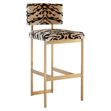 Orsina Manhattan Tiger Print Bar Stool – Black Gold