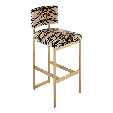 Orsina Manhattan Tiger Print Bar Stool – Black Gold