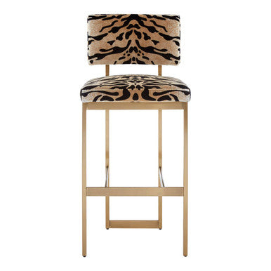 Orsina Manhattan Tiger Print Bar Stool – Black Gold