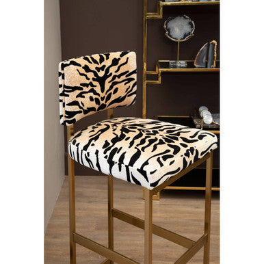 Orsina Manhattan Tiger Print Bar Stool – Black Gold