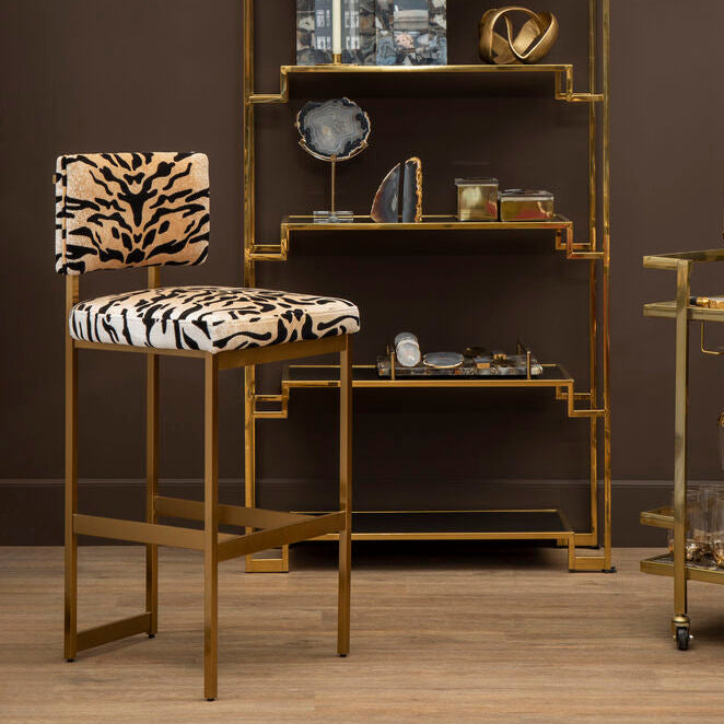 Orsina Manhattan Tiger Print Bar Stool – Black Gold
