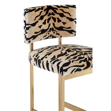 Orsina Manhattan Tiger Print Bar Stool – Black Gold