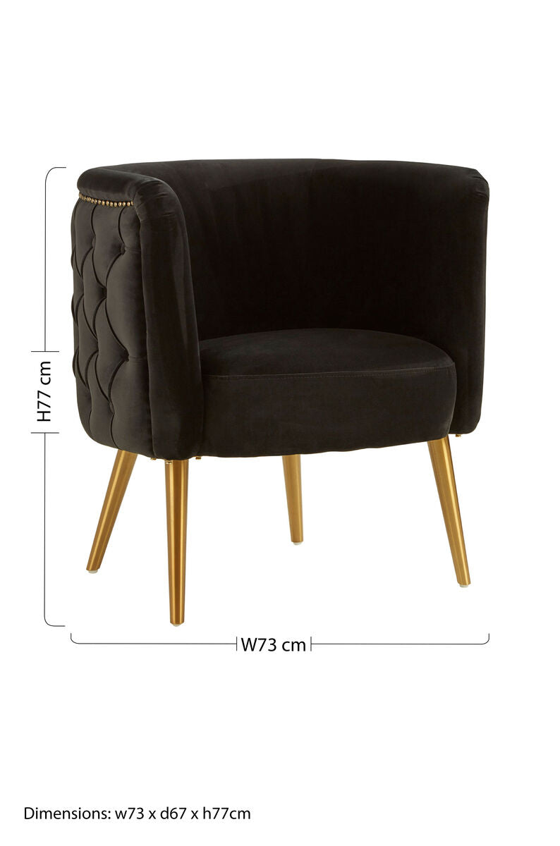 Orsina Manhattan Black Tub Chair – Modern Fabric Accent Armchair