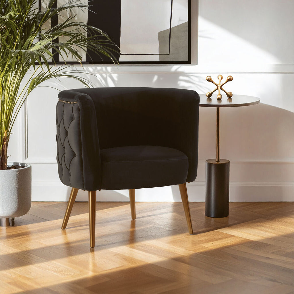 Orsina Manhattan Black Tub Chair – Modern Fabric Accent Armchair