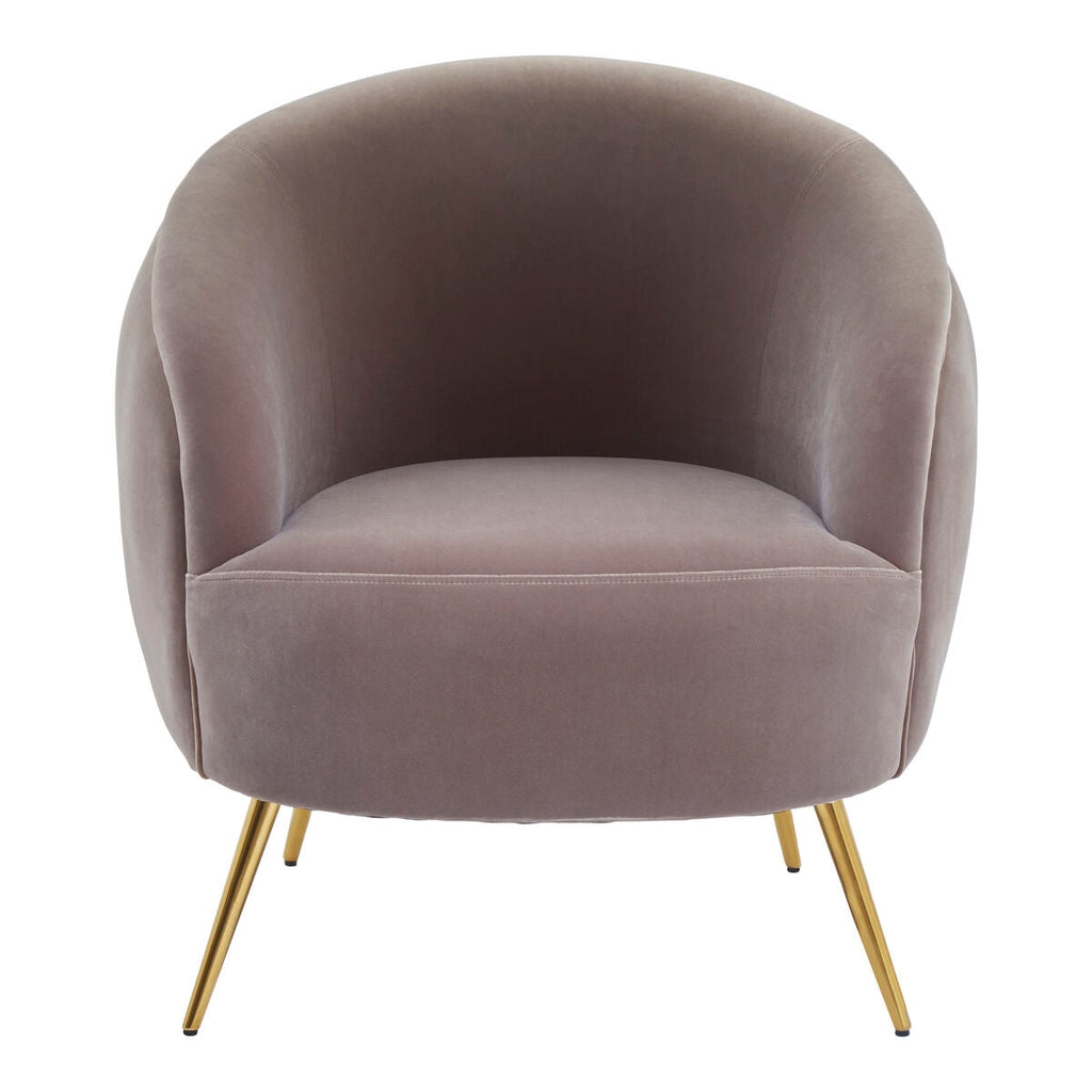 Orsina Manhattan Mink Velvet Curved Accent Chair with Gold Legs