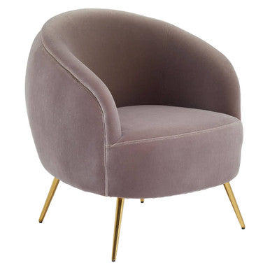 Orsina Manhattan Mink Velvet Curved Accent Chair with Gold Legs