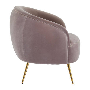 Orsina Manhattan Mink Velvet Curved Accent Chair with Gold Legs