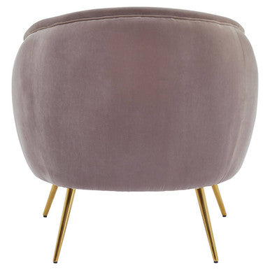 Orsina Manhattan Mink Velvet Curved Accent Chair with Gold Legs