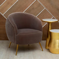 Orsina Manhattan Mink Velvet Curved Accent Chair with Gold Legs