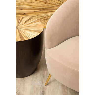 Orsina Manhattan Mink Velvet Curved Accent Chair with Gold Legs