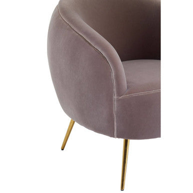 Orsina Manhattan Mink Velvet Curved Accent Chair with Gold Legs