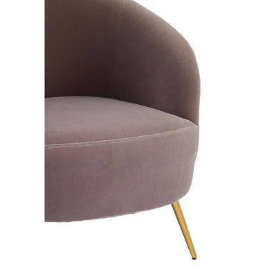 Orsina Manhattan Mink Velvet Curved Accent Chair with Gold Legs