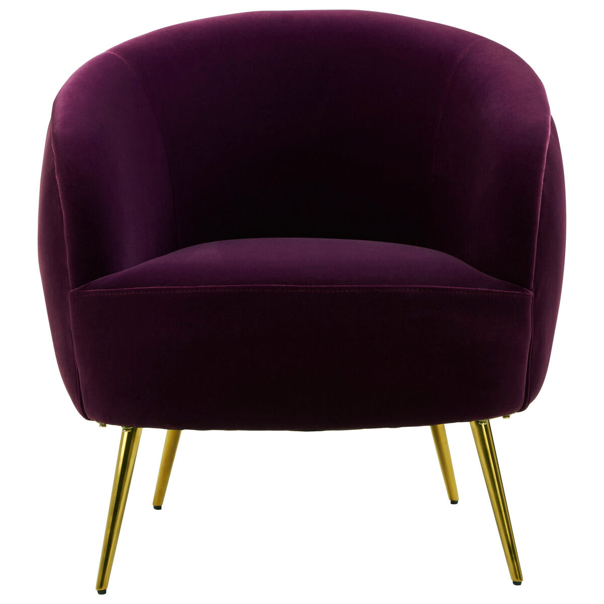 Orsina Manhattan Purple Velvet Curved Accent Chair | Gold Steel Legs