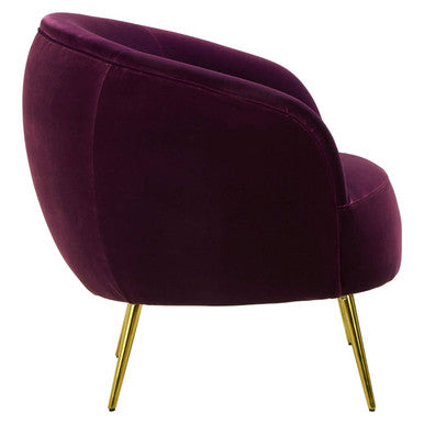 Orsina Manhattan Purple Velvet Curved Accent Chair | Gold Steel Legs
