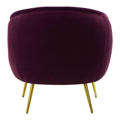 Orsina Manhattan Purple Velvet Curved Accent Chair | Gold Steel Legs