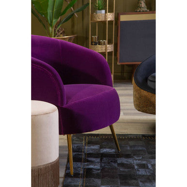 Orsina Manhattan Purple Velvet Curved Accent Chair | Gold Steel Legs
