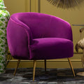 Orsina Manhattan Purple Velvet Curved Accent Chair | Gold Steel Legs