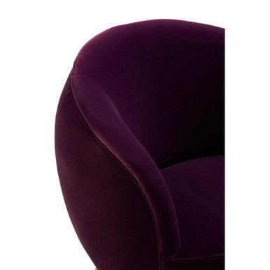 Orsina Manhattan Purple Velvet Curved Accent Chair | Gold Steel Legs