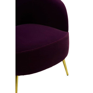 Orsina Manhattan Purple Velvet Curved Accent Chair | Gold Steel Legs